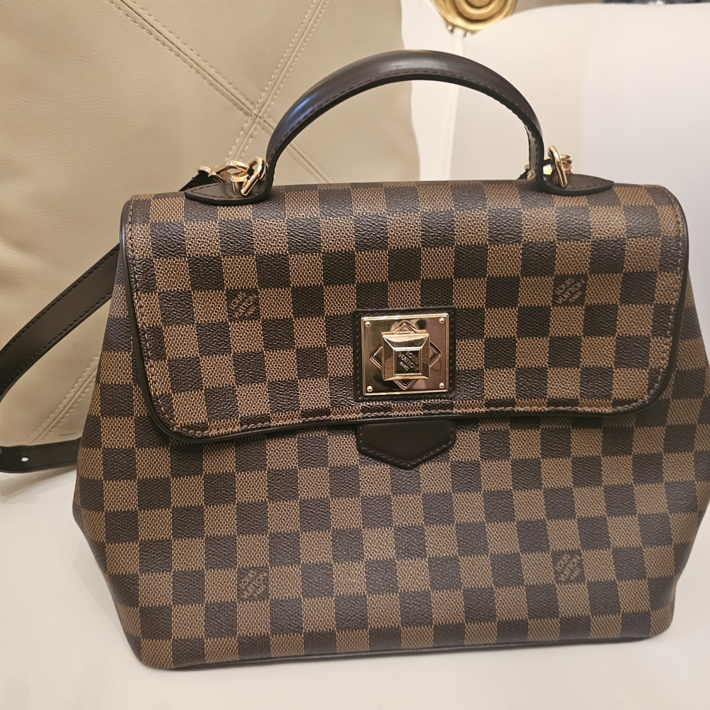 Luxury Checkered Brown Handbag